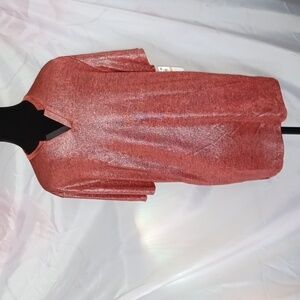 INC Interntional Concepts Men's Red Metallic Split Neck T-Shirt